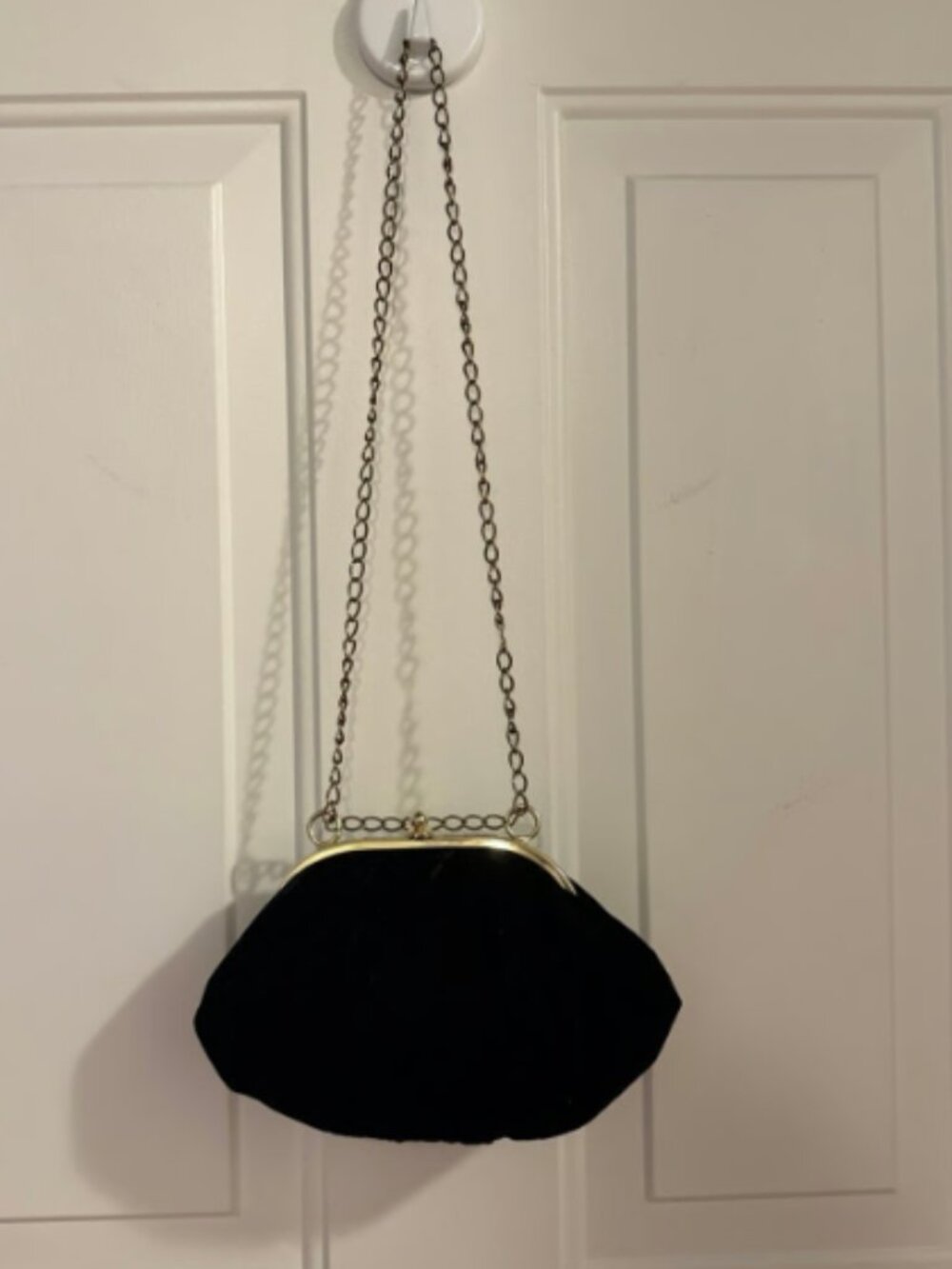 Black velvet purse/clutch with adjustable chain length
